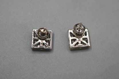 14K White Gold 2.80 CTW Invisible Set Princess Cut Diamond Earrings