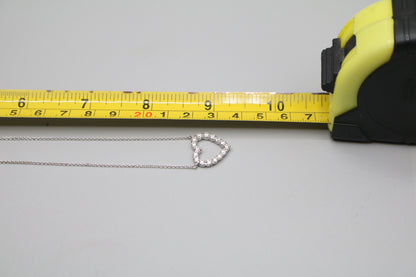 18K White Gold Necklace W/ Diamond Heart Charm (0.80 CTW) (Length 18")