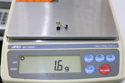 2.50 CTW Cushion Cut Black Spinel Solitaire Stud Sterling Silver Earrings 1.6 Grams