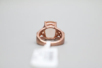 Sterling Silver Rose Tone Halo Ring (Size 4 3/4)