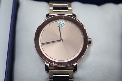 Movado Bold Evolution Carnation Gold Rose Gold Steel Women's Watch 3600639
