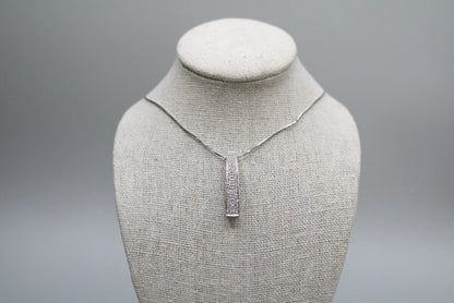 14K White Gold Box Chain with 14K White Gold Fancy Arc Charm (0.66CTW)