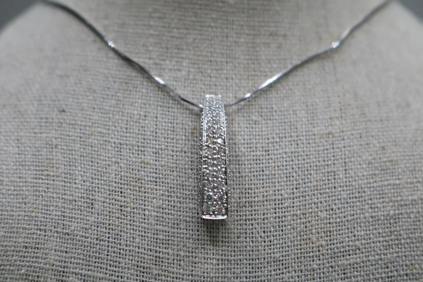 14K White Gold Box Chain with 14K White Gold Fancy Arc Charm (0.66CTW)