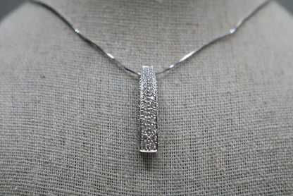 14K White Gold Box Chain with 14K White Gold Fancy Arc Charm (0.66CTW)