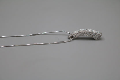 14K White Gold Box Chain with 14K White Gold Fancy Arc Charm (0.66CTW)