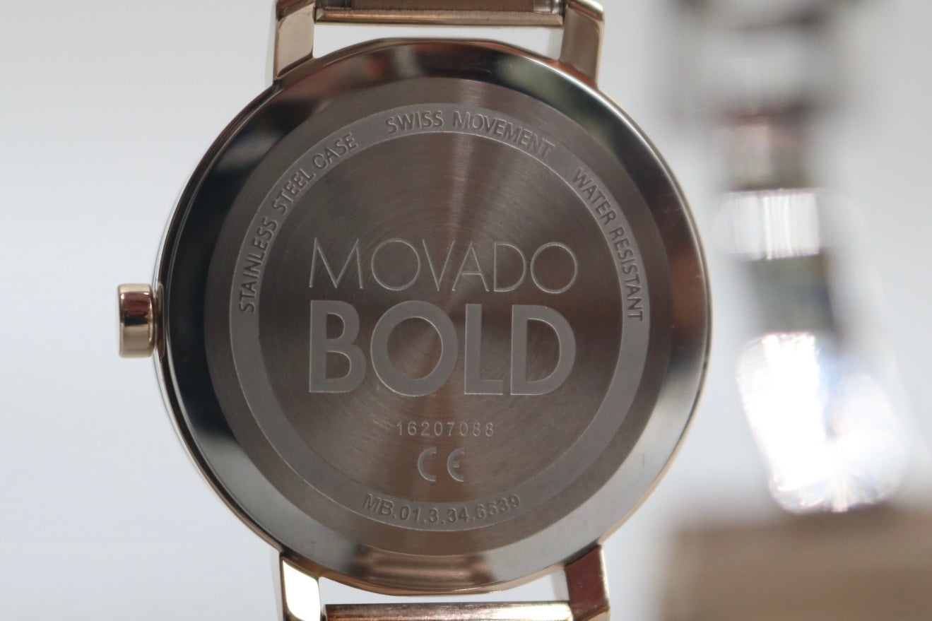 Movado Bold Evolution Carnation Gold Rose Gold Steel Women's Watch 3600639