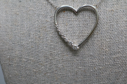 14K White Gold Cable Necklace with a 14K White Gold Diamond Heart Charm (0.26 CTW)