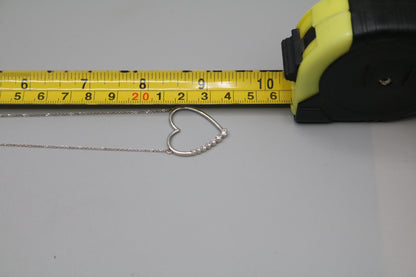 14K White Gold Cable Necklace with a 14K White Gold Diamond Heart Charm (0.26 CTW)