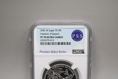 2022 W Eagle P$100 Freedom of Speech PF 70 Ultra Cameo