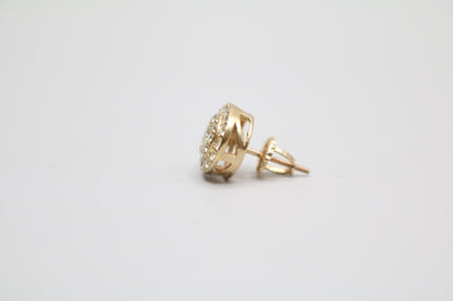 10K Yellow Gold Single Double Halo Diamond Stud Earring (.65CTW)