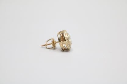 10K Yellow Gold Single Double Halo Diamond Stud Earring (.65CTW)