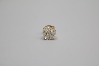 14K Yellow Gold Cluster Diamond Single Stud Earring (.49 CTW)