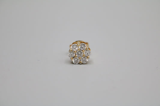 14K Yellow Gold Cluster Diamond Single Stud Earring (.49 CTW)