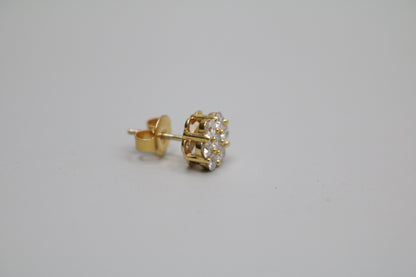 14K Yellow Gold Cluster Diamond Single Stud Earring (.49 CTW)