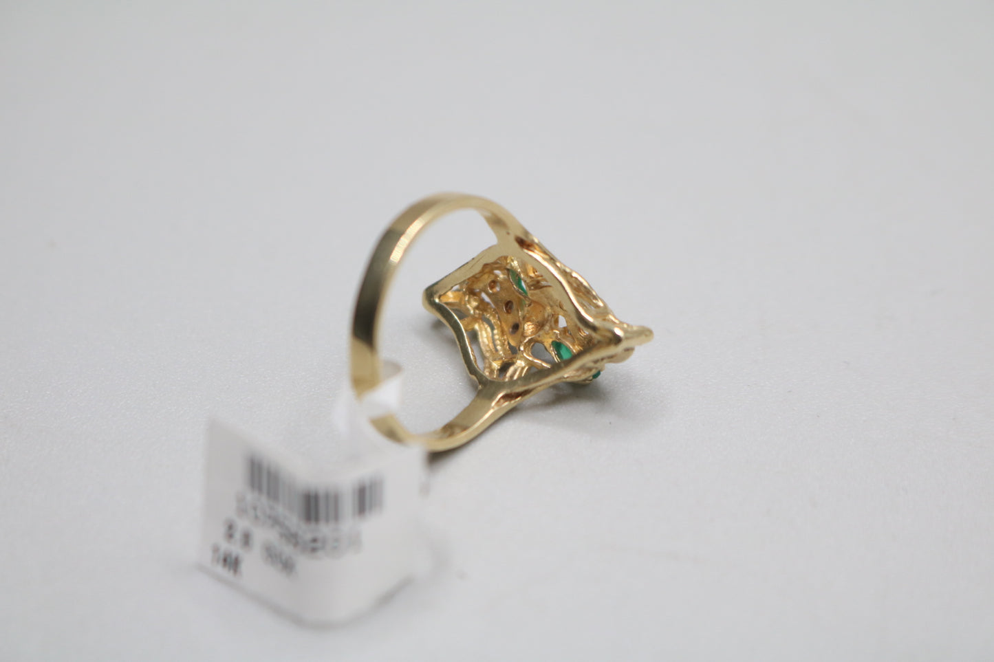 14K Yellow Gold Diamond Bypass Green Tourmaline Ring (Size 7 1/4)