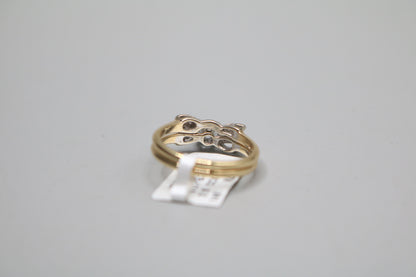 14K Yellow Gold Fancy Two-Row Diamond Bow-tie Ring (Size 6 1/2)