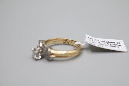 14K Yellow Gold Fancy Two-Row Diamond Bow-tie Ring (Size 6 1/2)