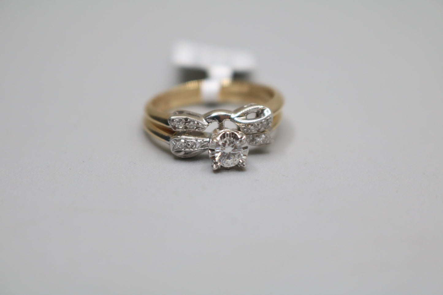14K Yellow Gold Fancy Two-Row Diamond Bow-tie Ring (Size 6 1/2)