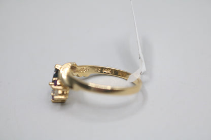 14K Yellow Gold Fancy Diamond and Sapphire Promise Ring (Size 9)