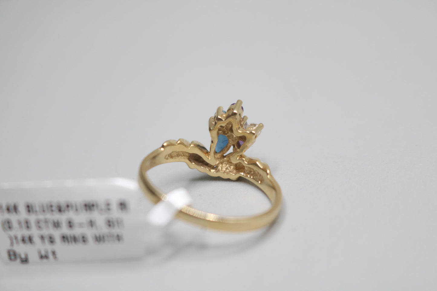 14K Yellow Gold Fancy Diamond and Sapphire Promise Ring (Size 9)