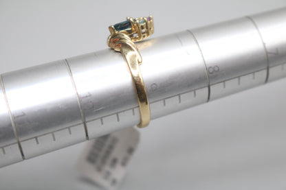 14K Yellow Gold Fancy Diamond and Sapphire Promise Ring (Size 9)