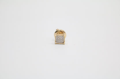 10K Yellow Gold Diamond Square Face Single Stud Earring (0.045CTW)