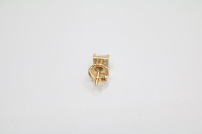 10K Yellow Gold Diamond Square Face Single Stud Earring (0.045CTW)