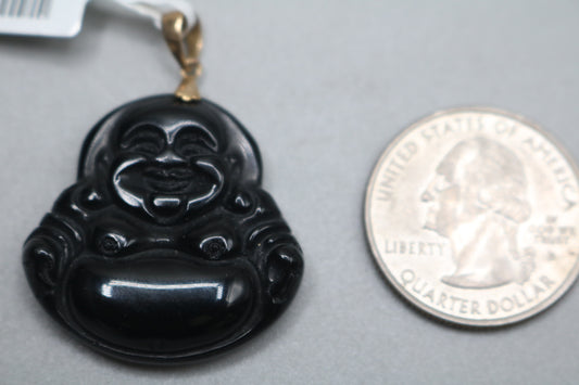 10K Yellow Gold Black Jade Buddha Charm (7.8 Grams)