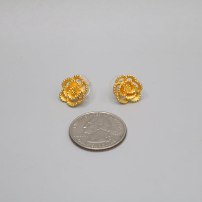 22K Yellow Gold Floral Earrings