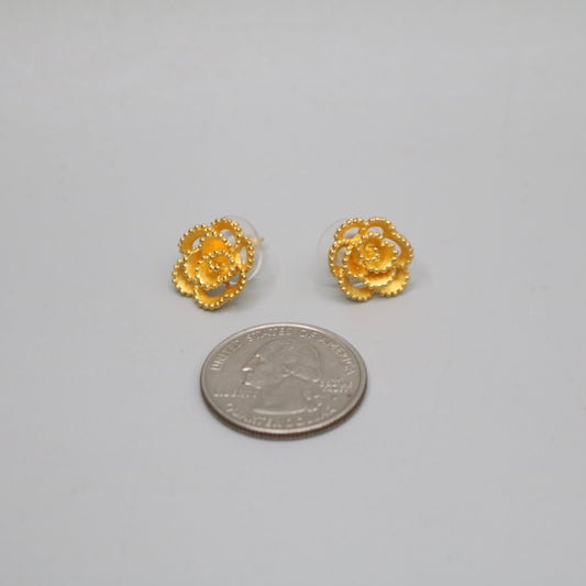 22K Yellow Gold Floral Earrings