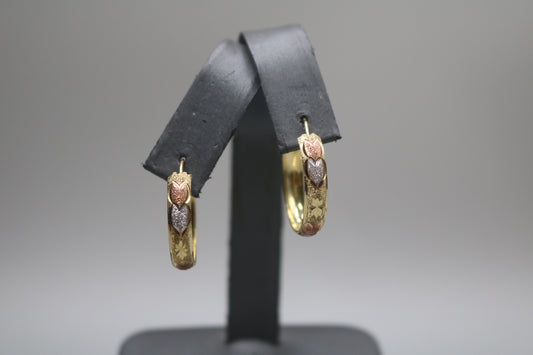 10K Three-Toned Fancy Hoop Style Earrings (3.2 Grams)
