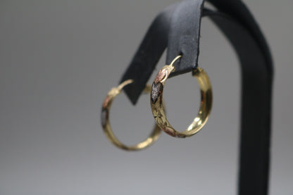 10K Three-Toned Fancy Hoop Style Earrings (3.2 Grams)