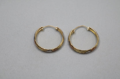 10K Three-Toned Fancy Hoop Style Earrings (3.2 Grams)