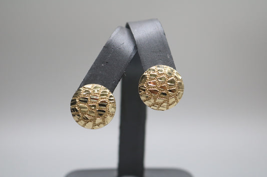 14K Yellow Gold Nugget Style Pair Earrings (3.8 Grams)