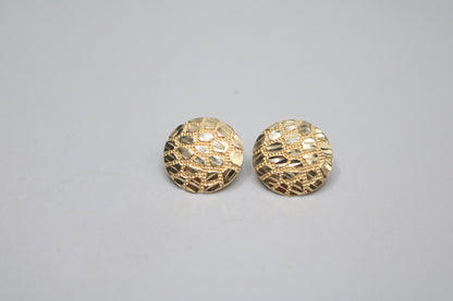 14K Yellow Gold Nugget Style Pair Earrings (3.8 Grams)