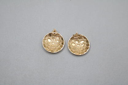 14K Yellow Gold Nugget Style Pair Earrings (3.8 Grams)