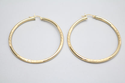 14K Yellow Gold Hoop Pair Earrings (4.5 Grams)