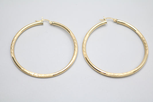 14K Yellow Gold Hoop Pair Earrings (4.5 Grams)