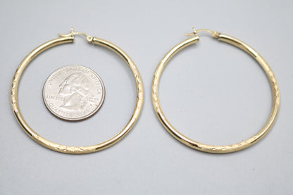 14K Yellow Gold Hoop Pair Earrings (4.5 Grams)