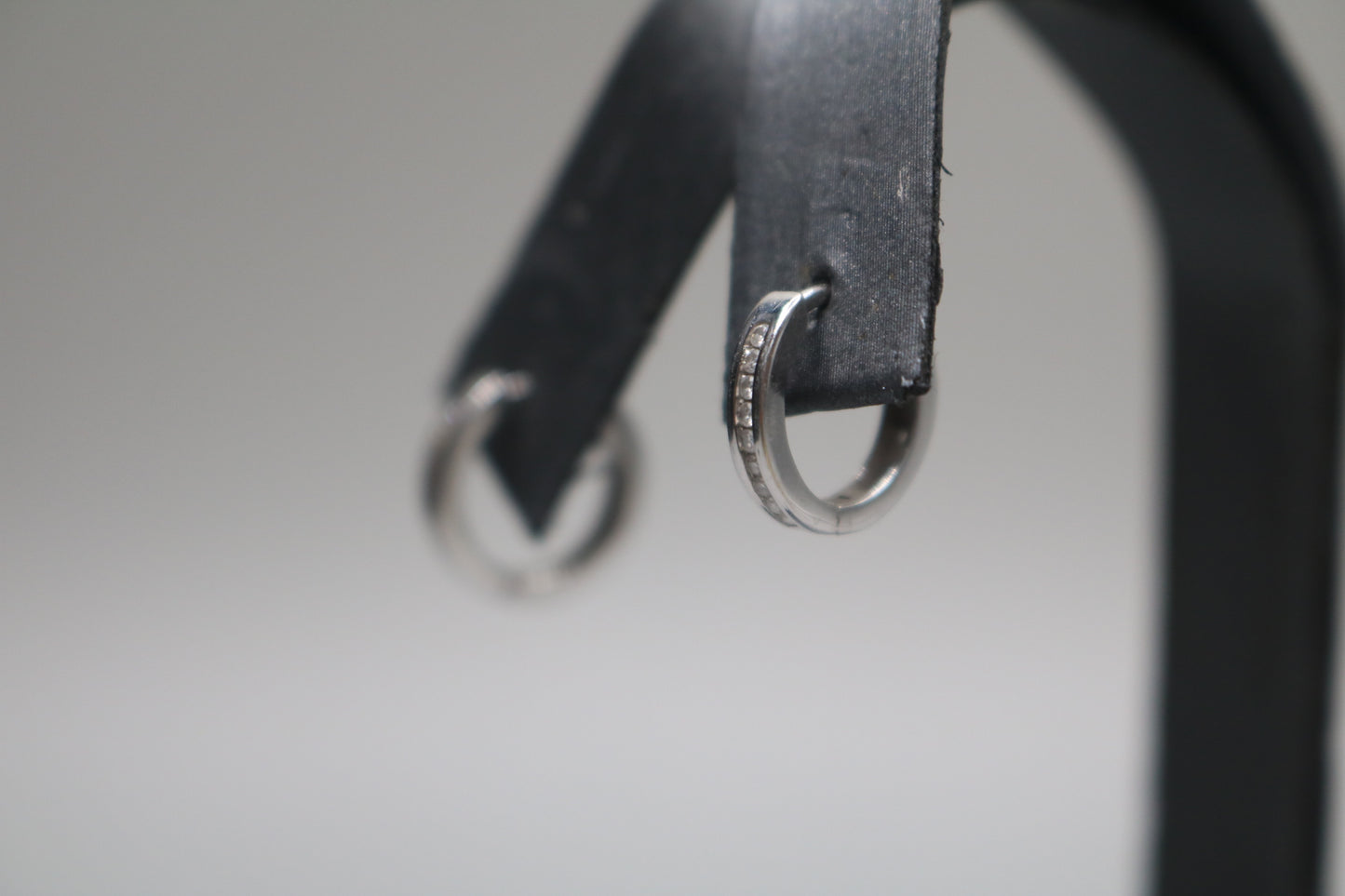 14K White Gold Small Diamond Hoop Pair Earrings (2.0 Grams)