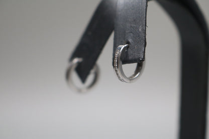 14K White Gold Small Diamond Hoop Pair Earrings (2.0 Grams)