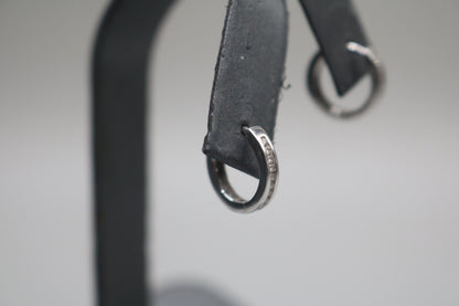 14K White Gold Small Diamond Hoop Pair Earrings (2.0 Grams)