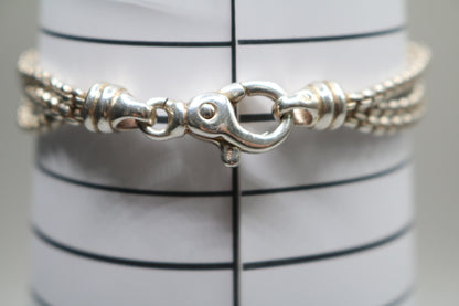 925 Silver/18K Yellow Gold Beaded Triple Chain Bracelet (7 1/2 inches)