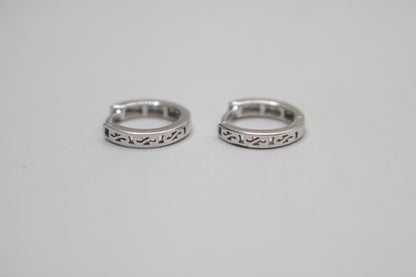 14K White Gold Small Diamond Hoop Pair Earrings (2.0 Grams)