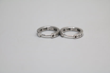 14K White Gold Small Diamond Hoop Pair Earrings (2.0 Grams)