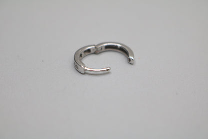 14K White Gold Small Diamond Hoop Pair Earrings (2.0 Grams)
