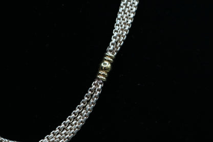 Sterling Silver Triple Cable Necklace with 18K Yellow Gold Accents (18.5 Inches)