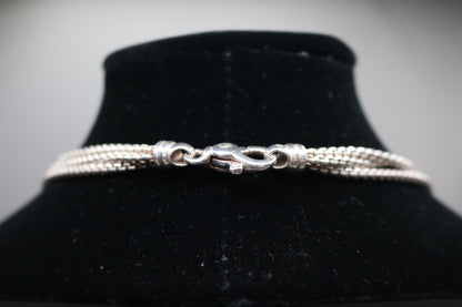 Sterling Silver Triple Cable Necklace with 18K Yellow Gold Accents (18.5 Inches)