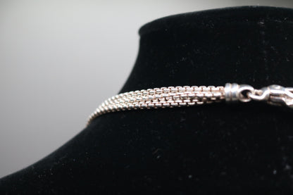 Sterling Silver Triple Cable Necklace with 18K Yellow Gold Accents (18.5 Inches)