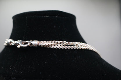 Sterling Silver Triple Cable Necklace with 18K Yellow Gold Accents (18.5 Inches)